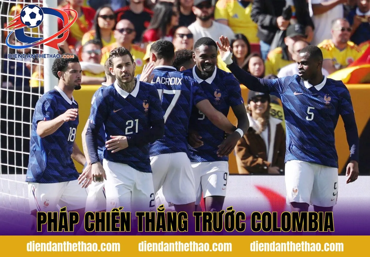 Pháp chiến thắng trước Colombia
