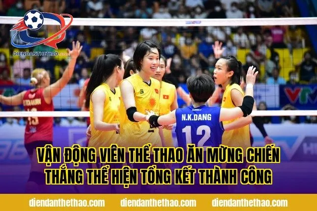 vận động viên thể thao ăn mừng chiến thắng thể hiện tổng kết thành công