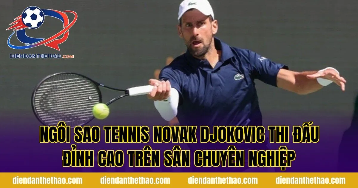 ngôi sao tennis Novak Djokovic thi đấu đỉnh cao trên sân chuyên nghiệp